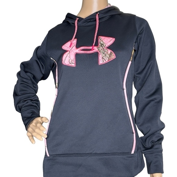 Under Armour black and pink camo pullover hoodie, small - Picture 1 of 7